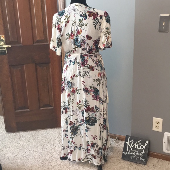 Plums and teal colors high low dress - Picture 2 of 7